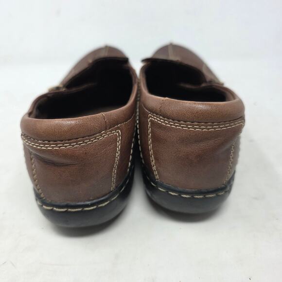 Clarks Brown Leather Slip-On Comfort Shoes Womens Size 10 - Picture 5 of 8